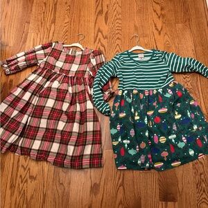 Hanna Andersson Green Striped and Plaid Holiday Dresses